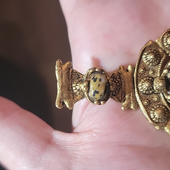 Artisan Dalmatian Stone Gold Tone Statement Pendant Only - Picture 3 of 6